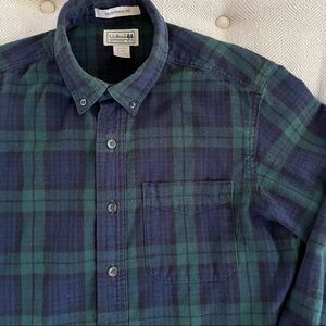 L.L. Bean Blackwatch Plaid Flannel Button Down Collar Shirt S